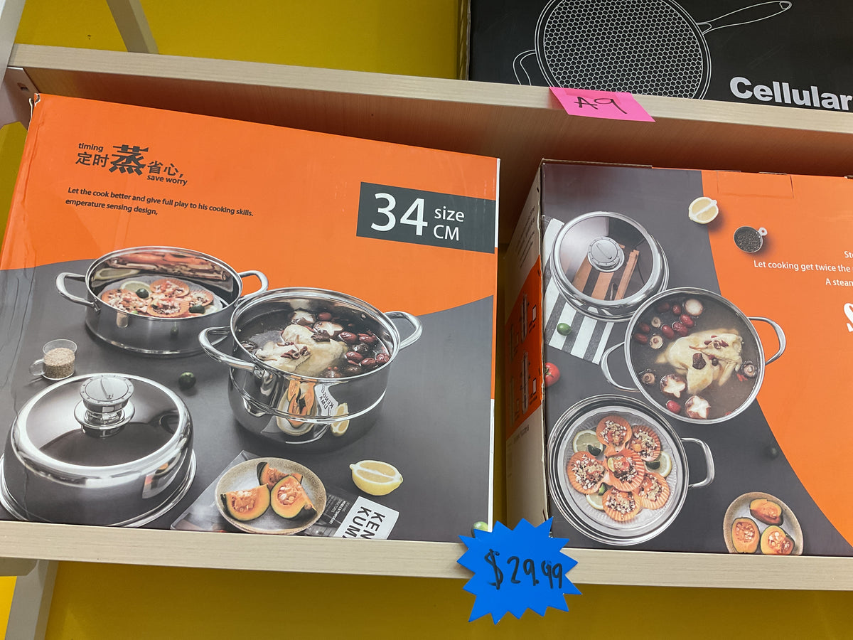 Stainless Steel Timer 3-Layer Steamer Pot